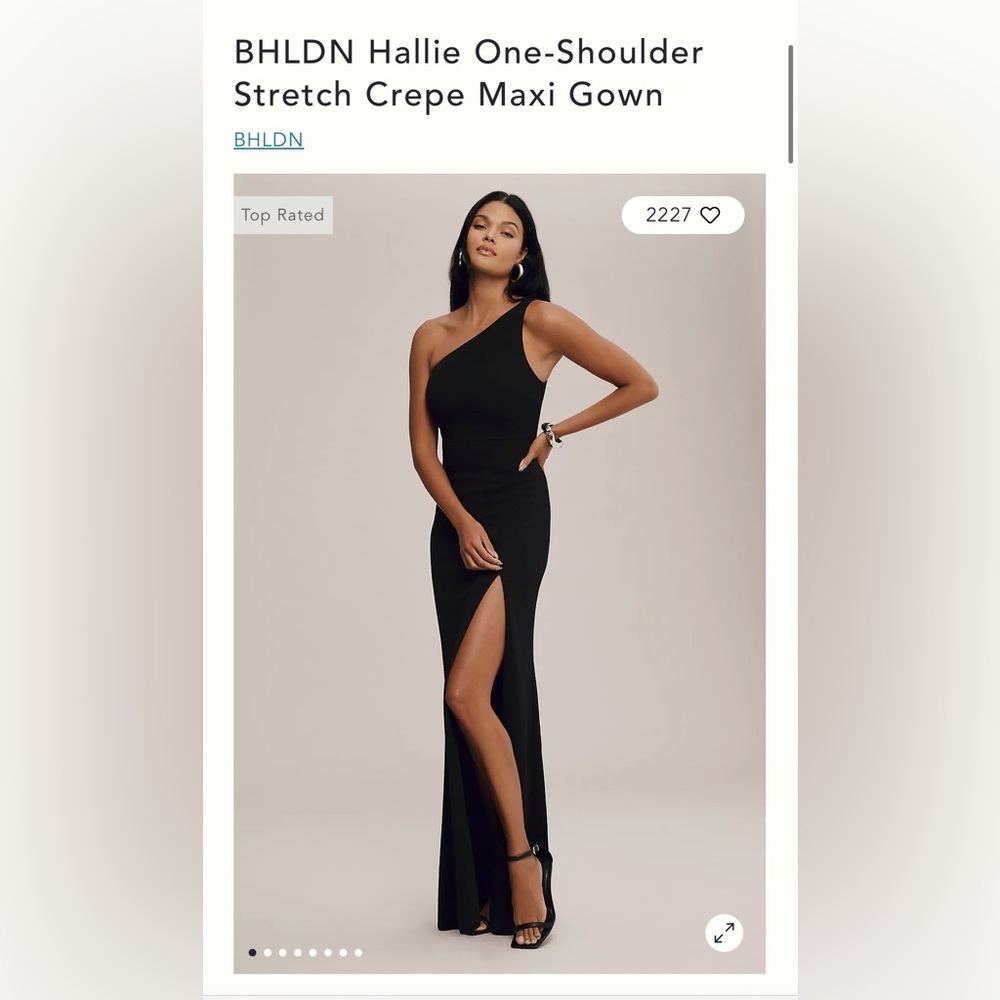 BHLDN Hallie One-Shoulder Stretch Crepe Maxi Gown